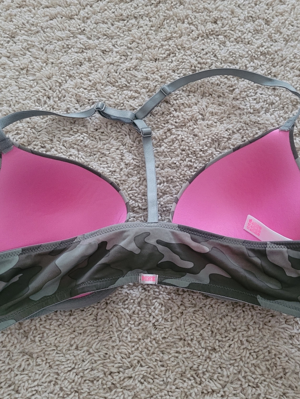 Victorias Secret PINK Wear Everywear Push Up  Bras Camo Cranberry 36B Racerback - Picture 9 of 15